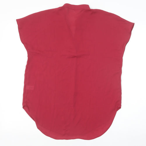 Active USA Womens Red Polyester Basic Blouse Size S V-Neck