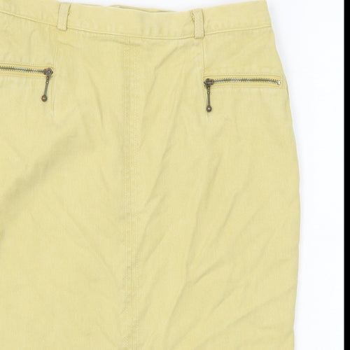 Preworn Womens Yellow Lyocell Straight & Pencil Skirt Size 12 Zip
