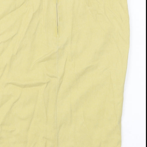 Preworn Womens Yellow Lyocell Straight & Pencil Skirt Size 12 Zip