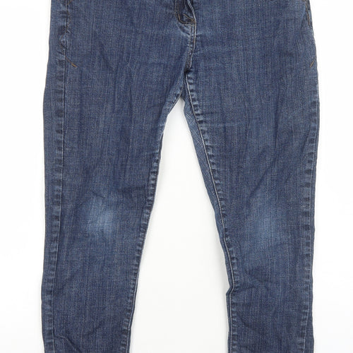 NEXT Womens Blue Cotton Skinny Jeans Size 14 Regular Zip