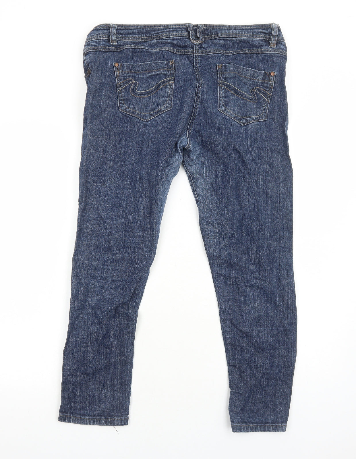 NEXT Womens Blue Cotton Skinny Jeans Size 14 Regular Zip