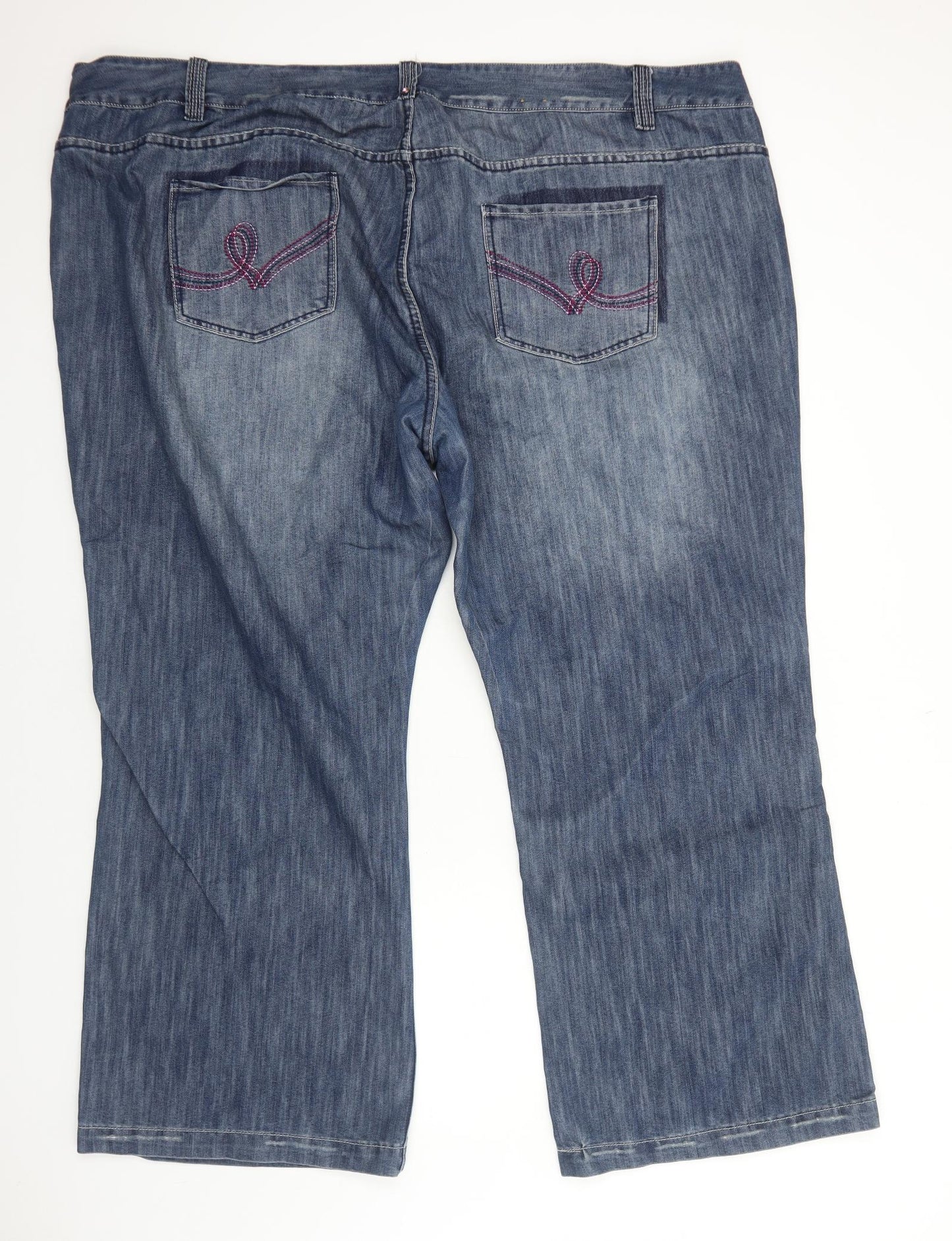 Evans Womens Blue Cotton Straight Jeans Size 30 Regular Zip