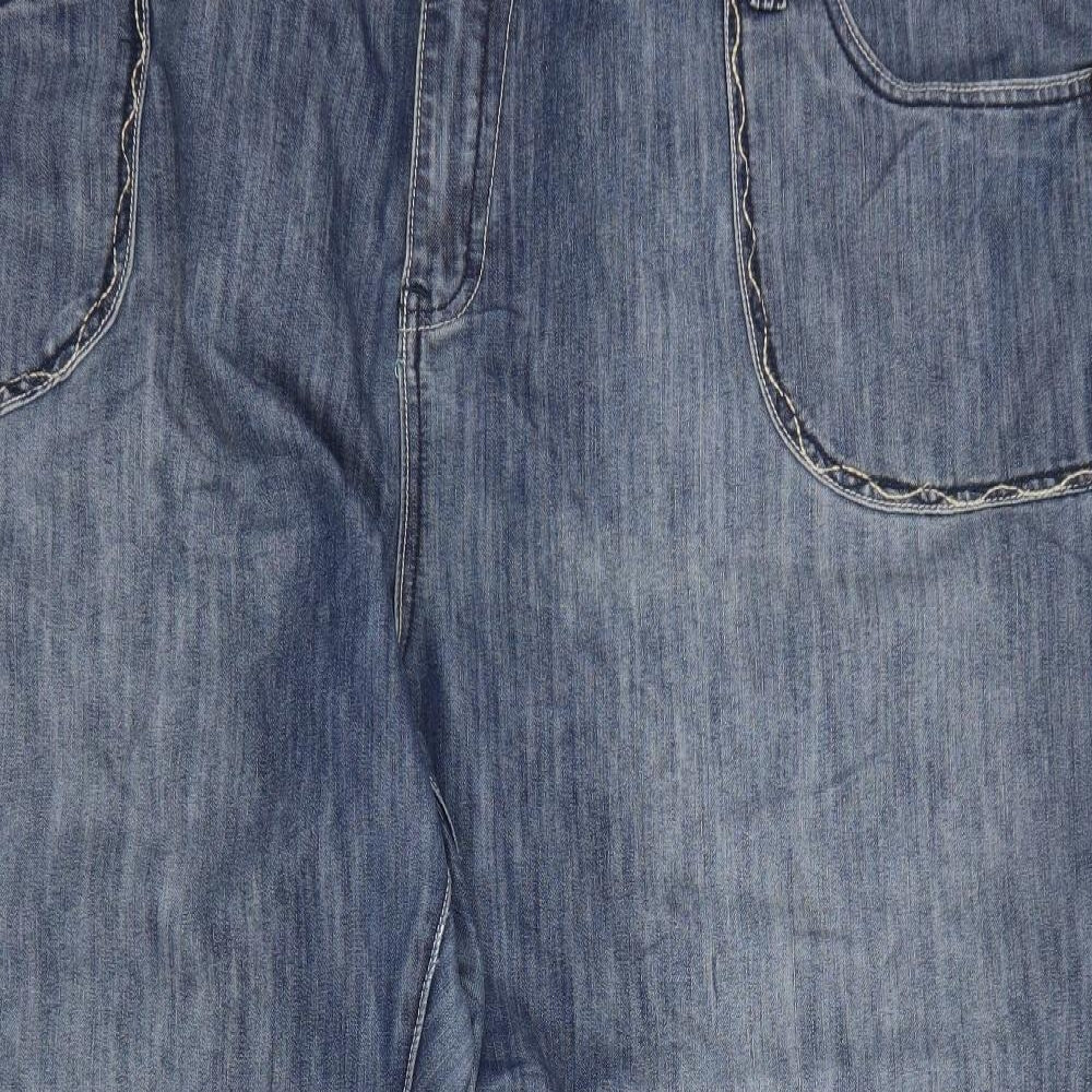 Evans Womens Blue Cotton Straight Jeans Size 30 Regular Zip