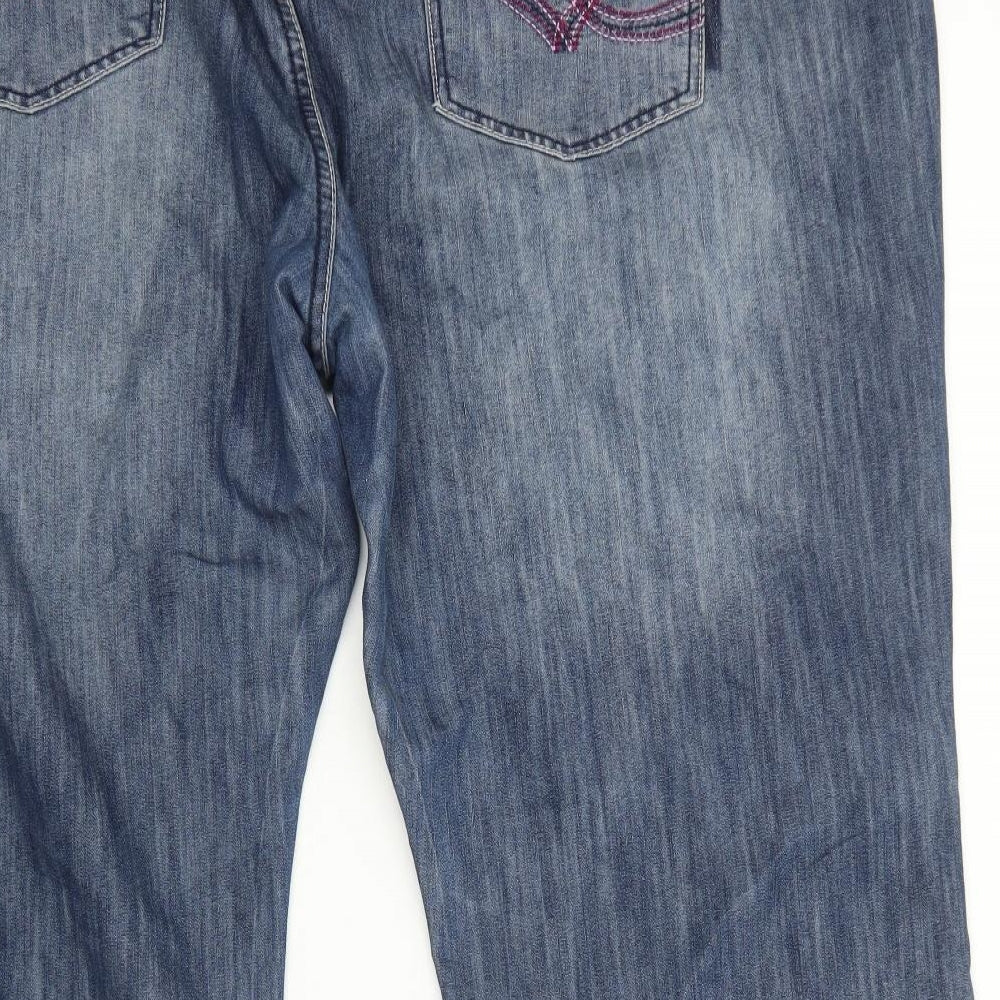 Evans Womens Blue Cotton Straight Jeans Size 30 Regular Zip