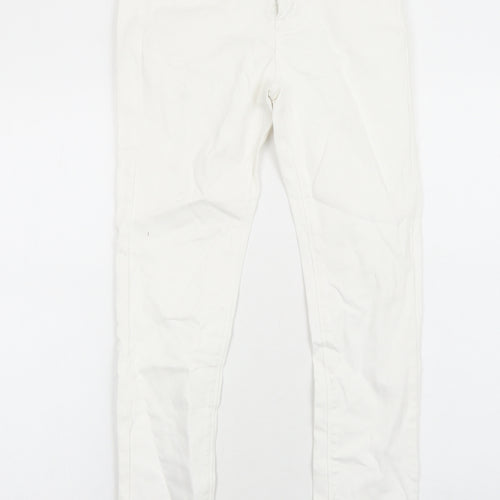 Preworn Womens White Cotton Skinny Jeans Size 8 Regular Zip