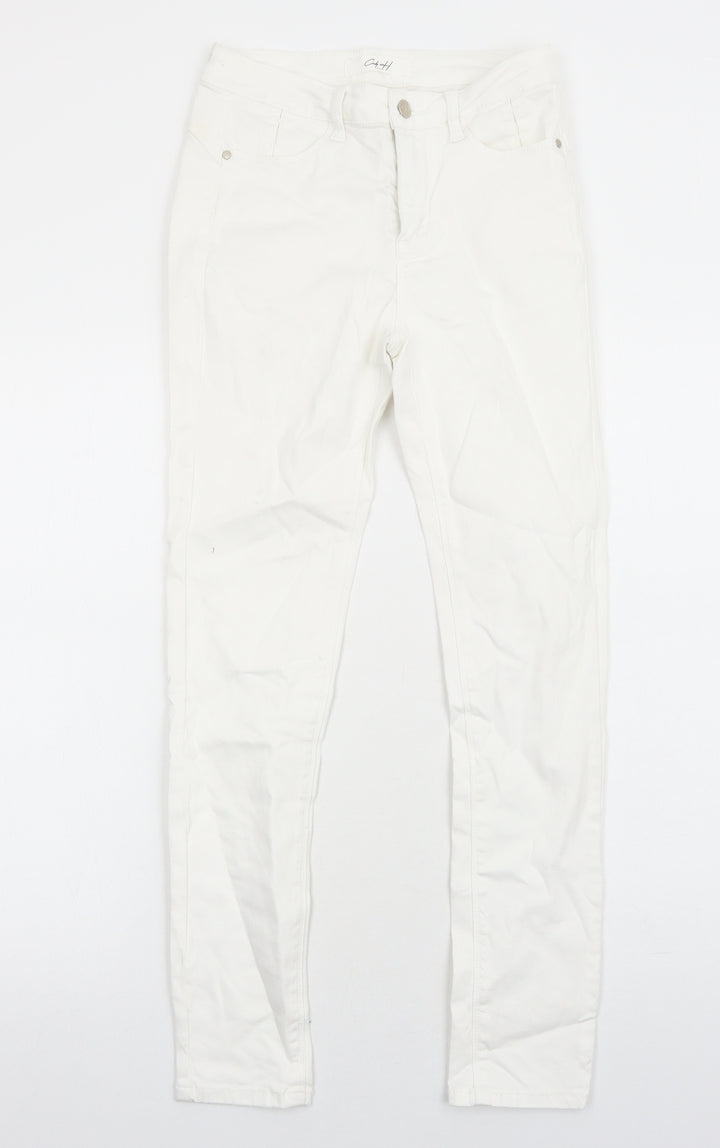 Preworn Womens White Cotton Skinny Jeans Size 8 Regular Zip