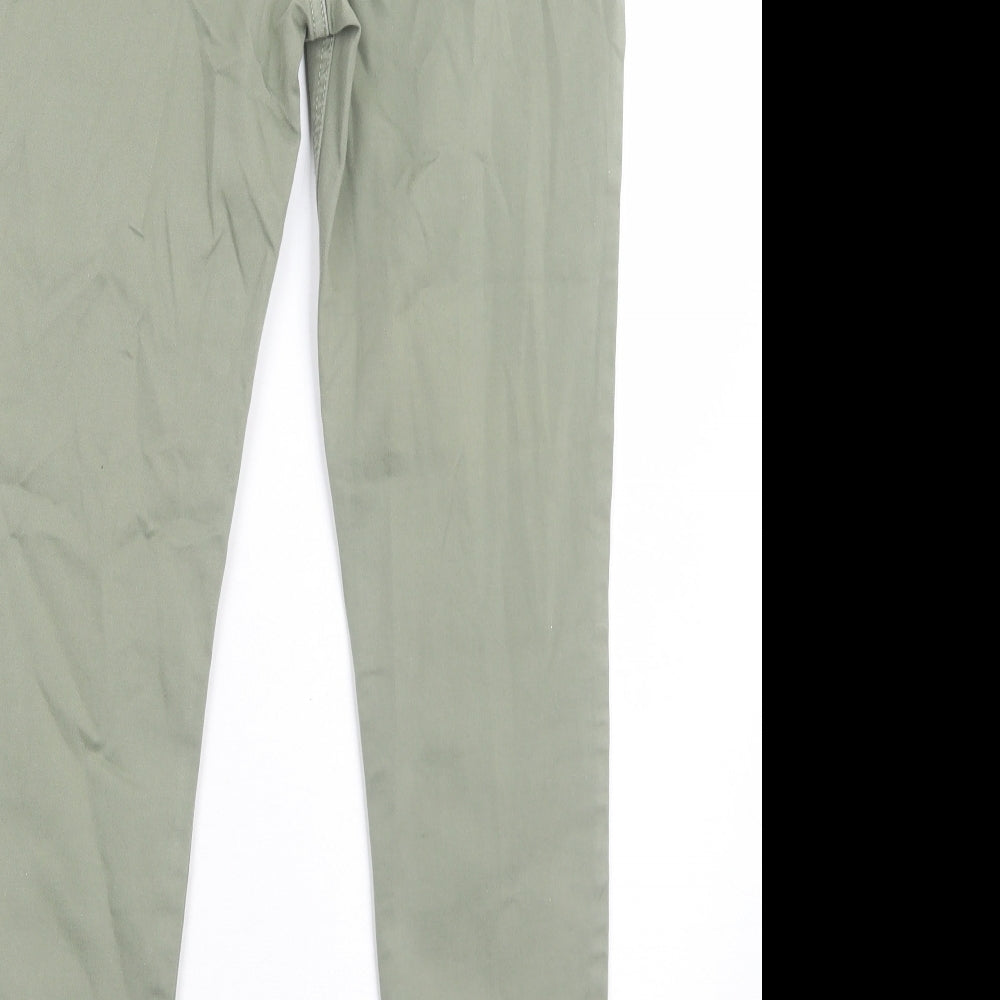 Marks and Spencer Womens Green Cotton Skinny Jeans Size 12 Regular Zip