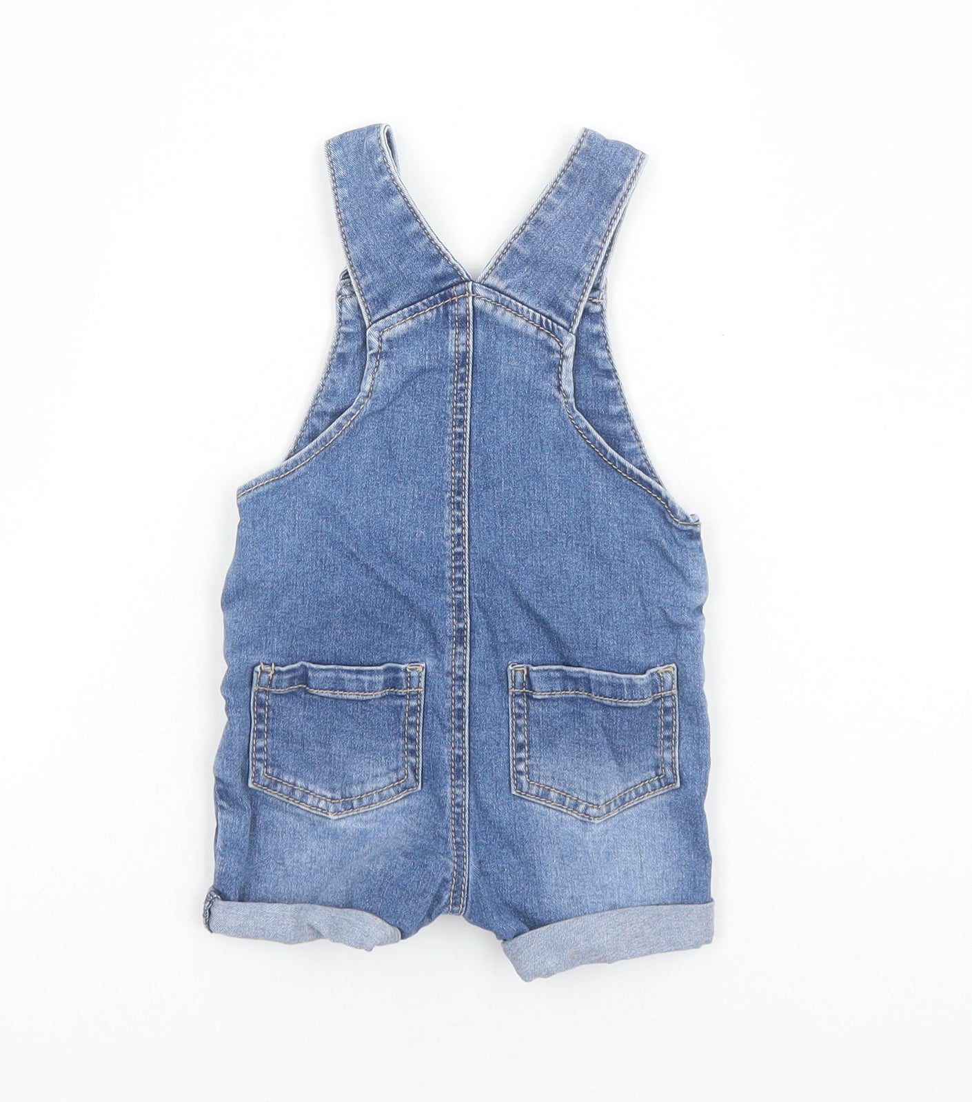 F&F Baby Blue Cotton Dungaree One-Piece Size 3-6 Months Snap