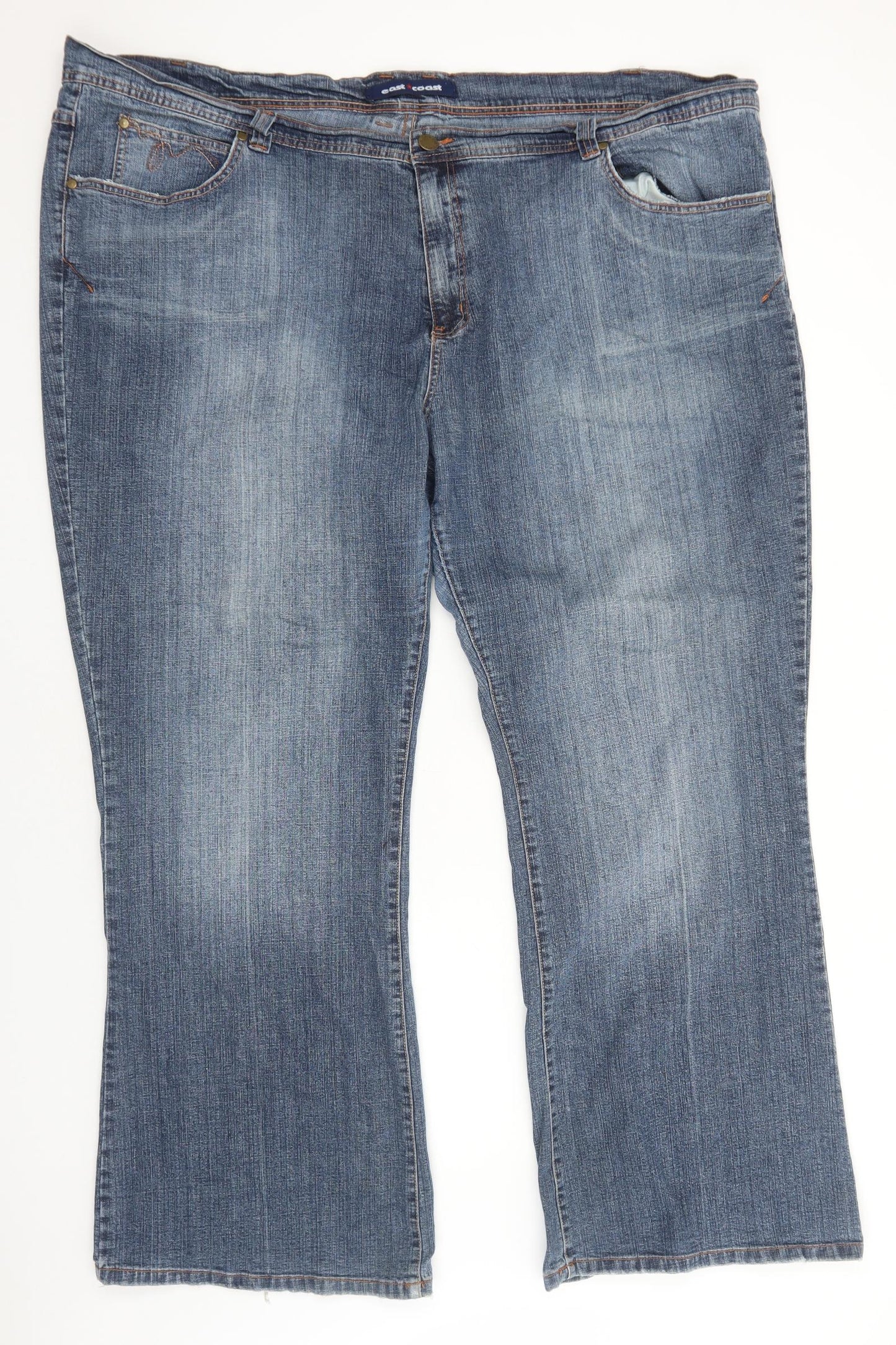 Evans Womens Blue Cotton Bootcut Jeans Size 30 Extra-Slim Zip