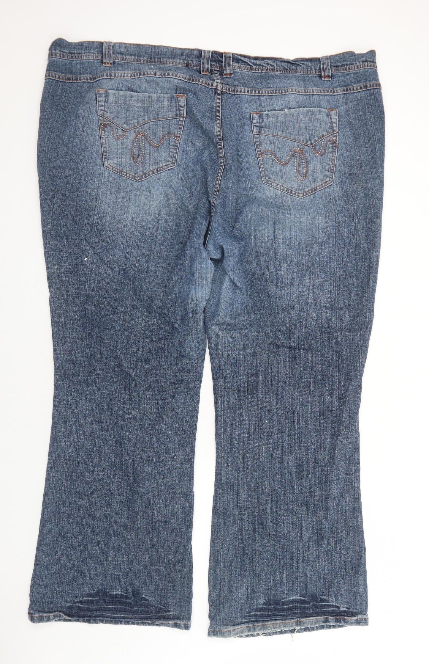 Evans Womens Blue Cotton Bootcut Jeans Size 30 Extra-Slim Zip
