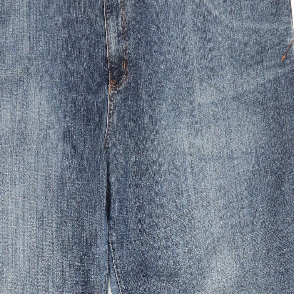 Evans Womens Blue Cotton Bootcut Jeans Size 30 Extra-Slim Zip