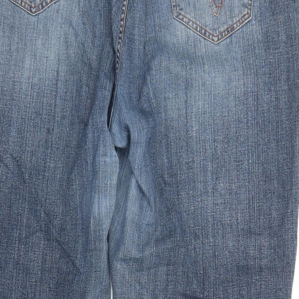 Evans Womens Blue Cotton Bootcut Jeans Size 30 Extra-Slim Zip