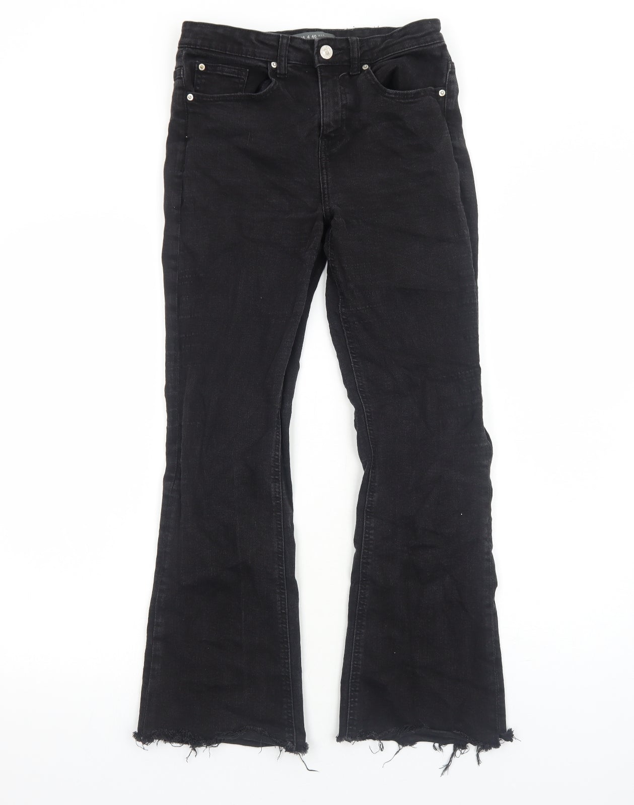 Primark Womens Black Cotton Bootcut Jeans Size 8 Regular Zip