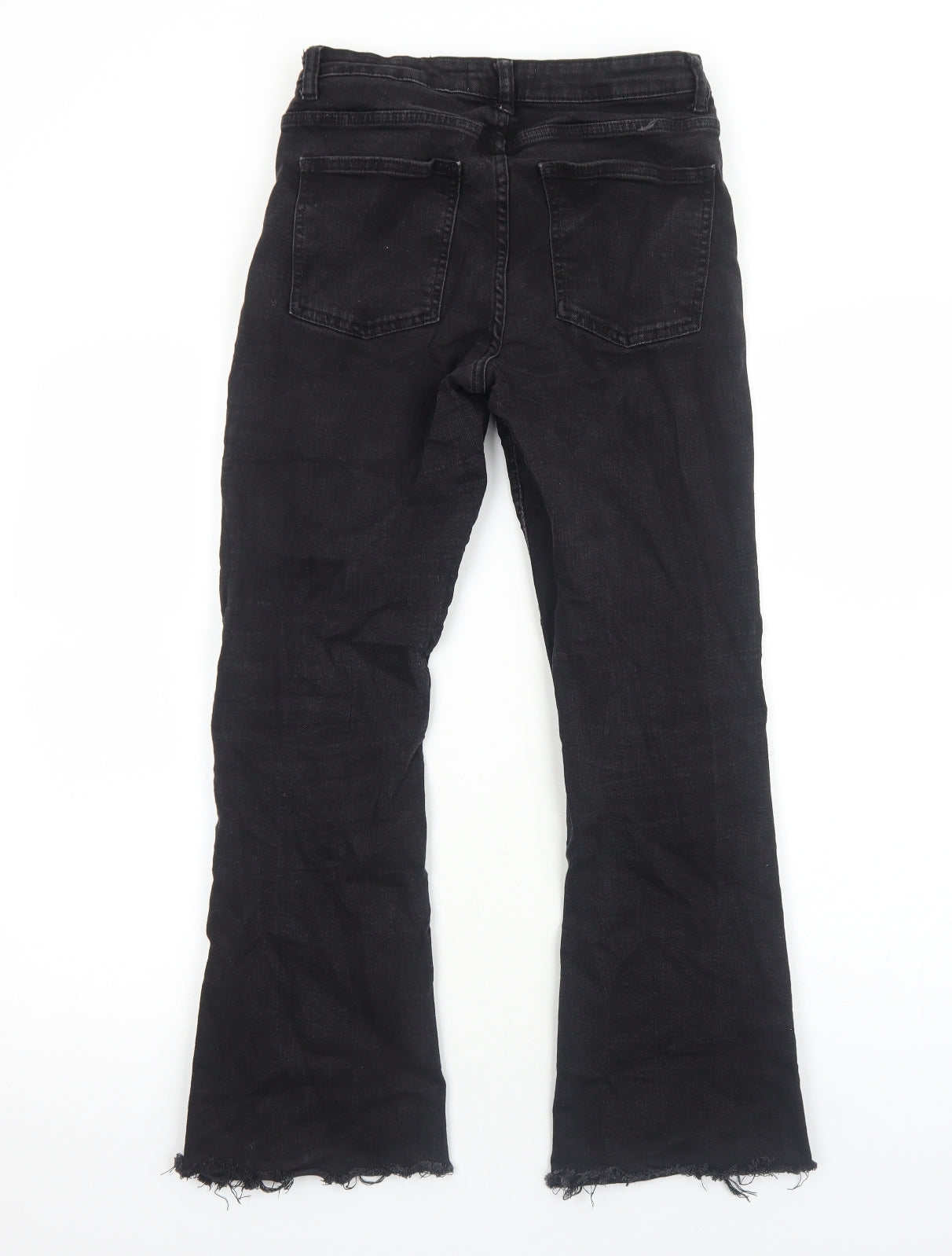 Primark Womens Black Cotton Bootcut Jeans Size 8 Regular Zip