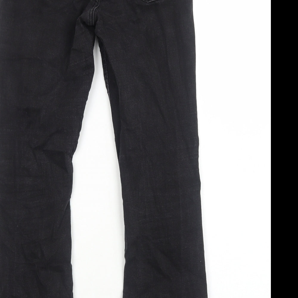 Primark Womens Black Cotton Bootcut Jeans Size 8 Regular Zip