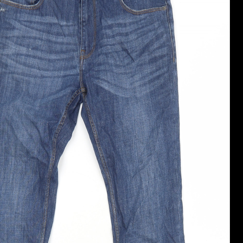 Morley Mens Blue Cotton Straight Jeans Size L Regular Zip