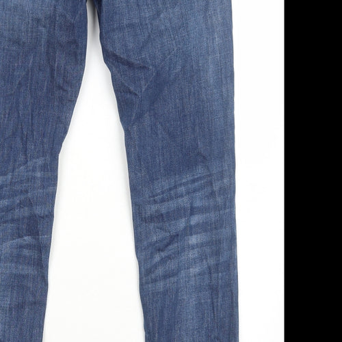 Morley Mens Blue Cotton Straight Jeans Size L Regular Zip