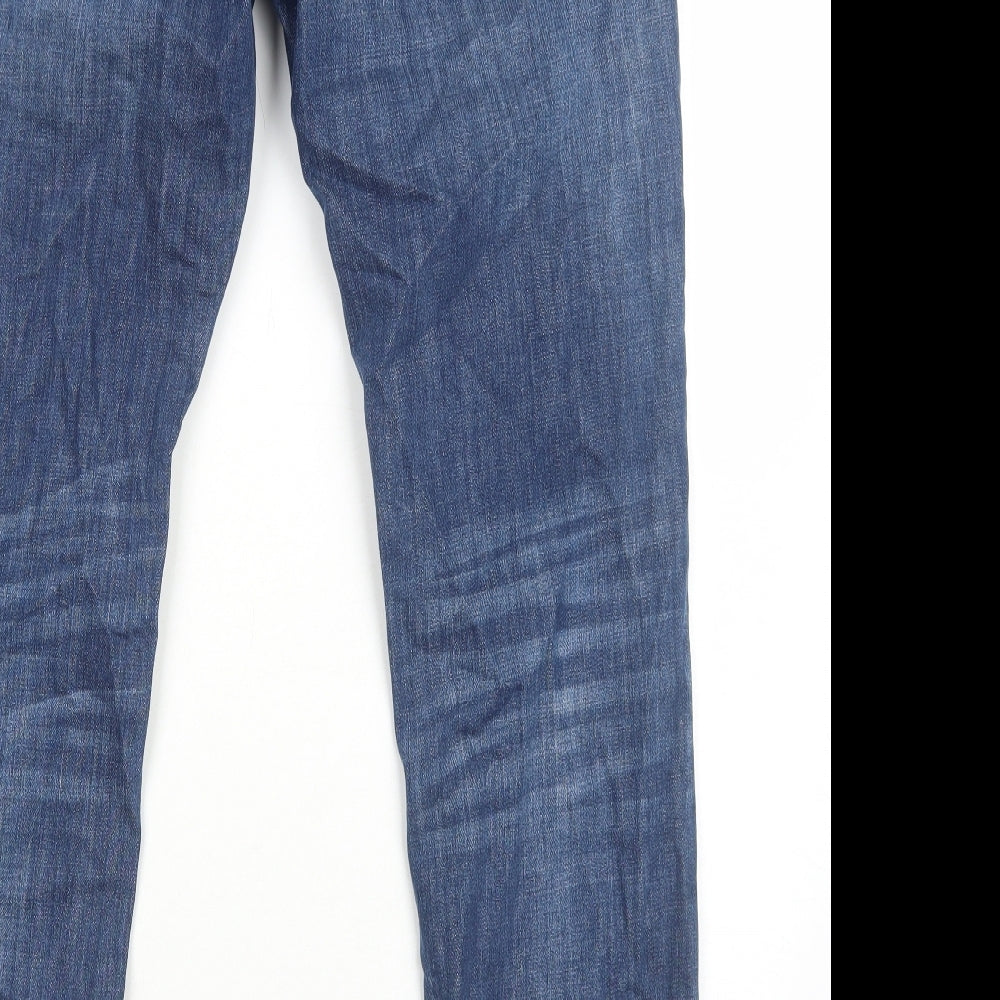 Morley Mens Blue Cotton Straight Jeans Size L Regular Zip