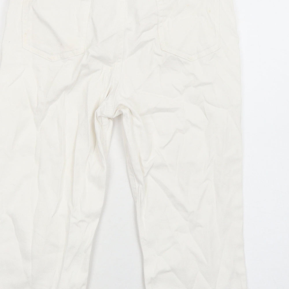 Marks and Spencer Womens White Cotton Cropped Jeans Size 12 Regular Zip