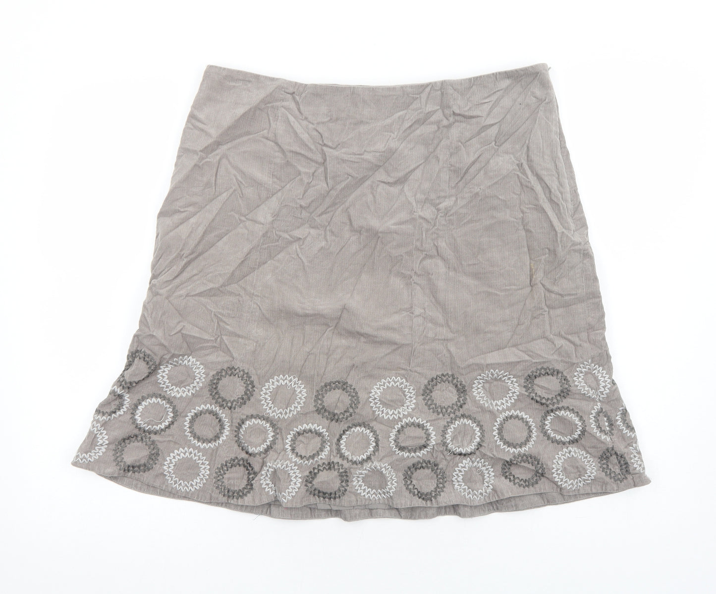 Boden Womens Grey Geometric Cotton Swing Skirt Size 16 Zip