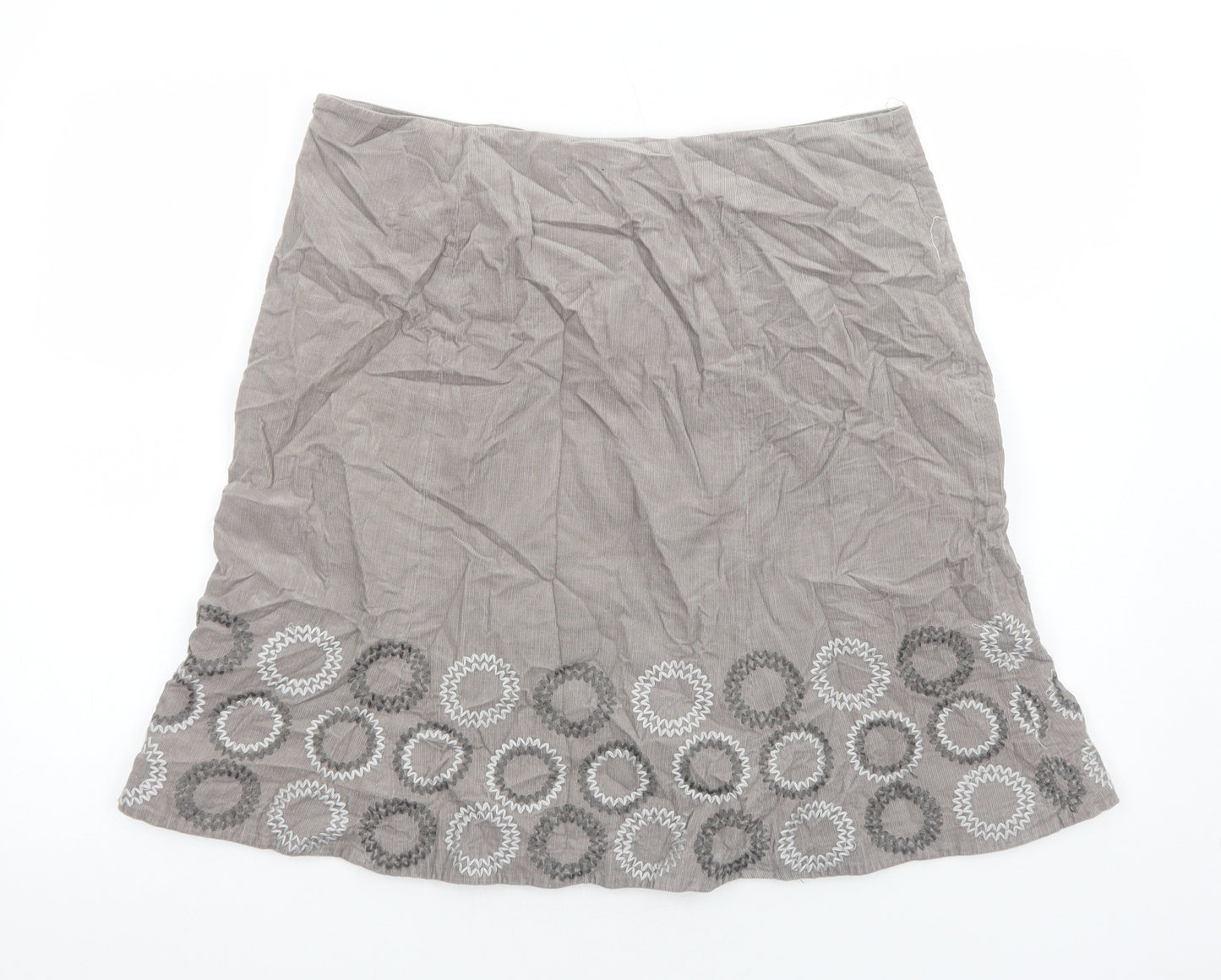 Boden Womens Grey Geometric Cotton Swing Skirt Size 16 Zip