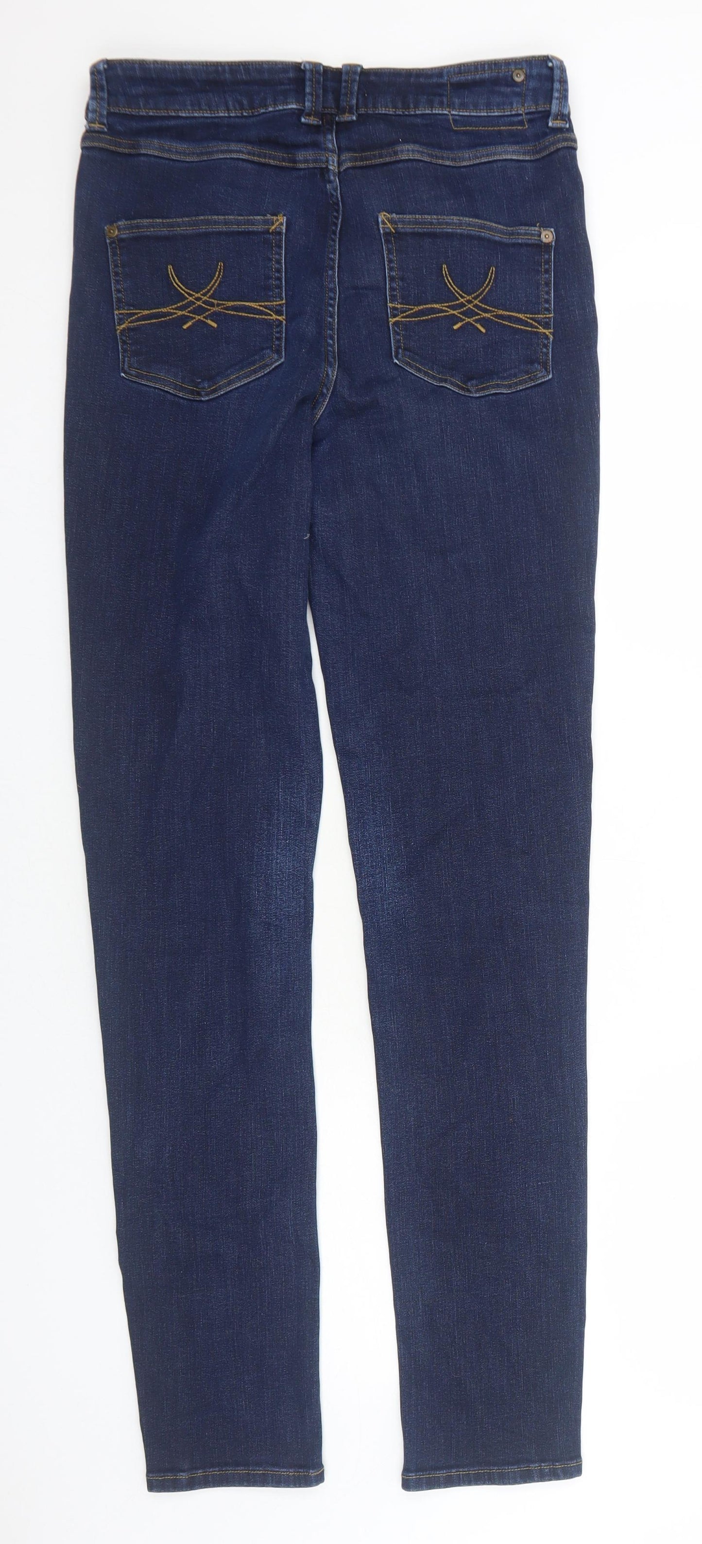 Marks and Spencer Womens Blue Cotton Skinny Jeans Size 10 Regular Zip