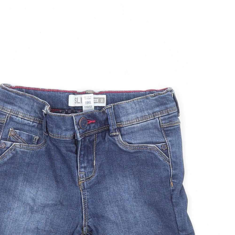 Okaidi Girls Blue Cotton Cut-Off Shorts Size 6 Years Regular Zip