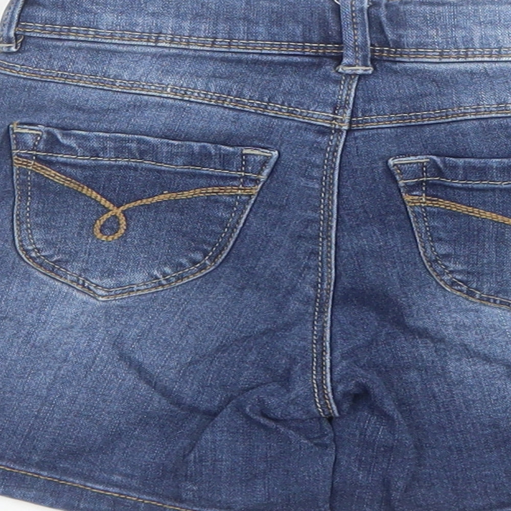 Okaidi Girls Blue Cotton Cut-Off Shorts Size 6 Years Regular Zip