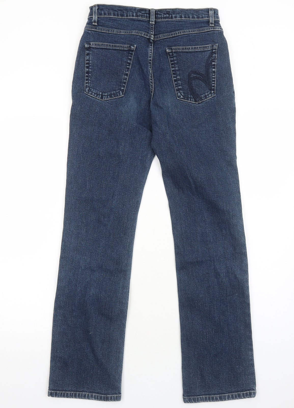 Per Una Womens Blue Cotton Straight Jeans Size 12 Regular Zip