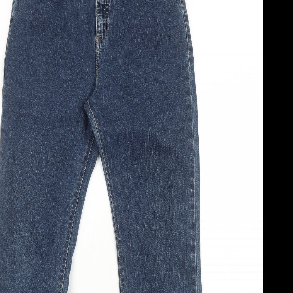 Per Una Womens Blue Cotton Straight Jeans Size 12 Regular Zip