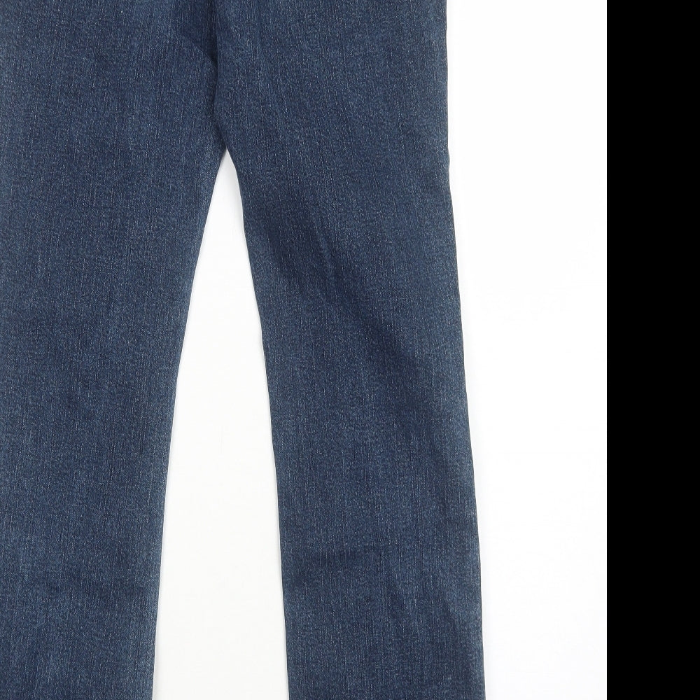 Per Una Womens Blue Cotton Straight Jeans Size 12 Regular Zip