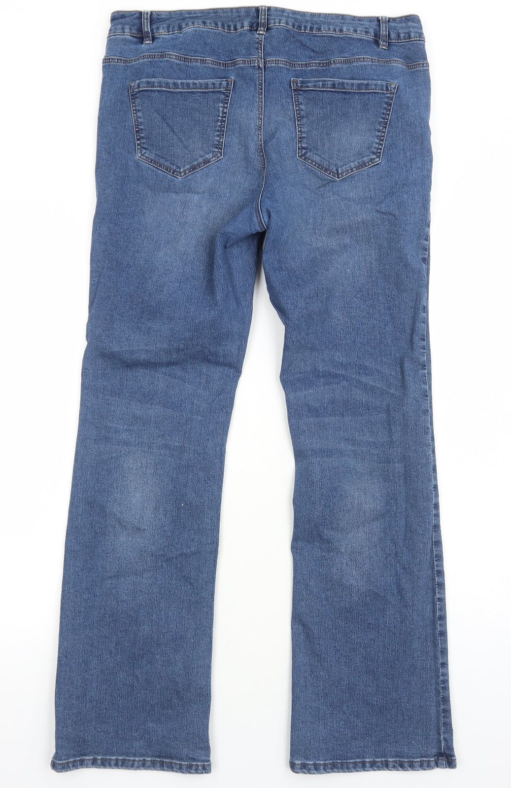 George Womens Blue Cotton Bootcut Jeans Size 16 Regular Zip