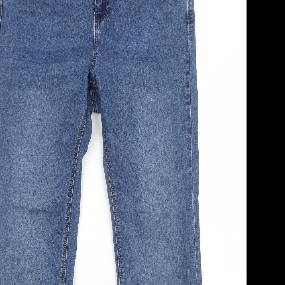 George Womens Blue Cotton Bootcut Jeans Size 16 Regular Zip