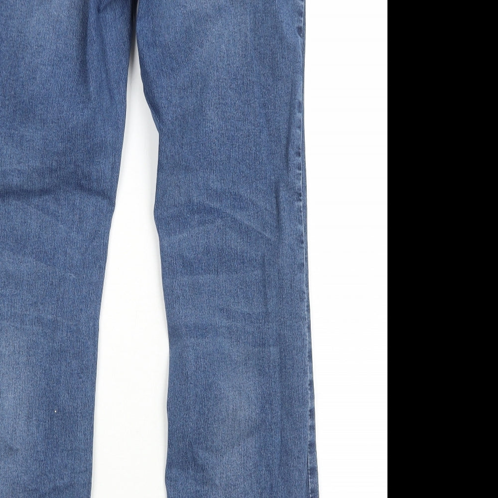 George Womens Blue Cotton Bootcut Jeans Size 16 Regular Zip