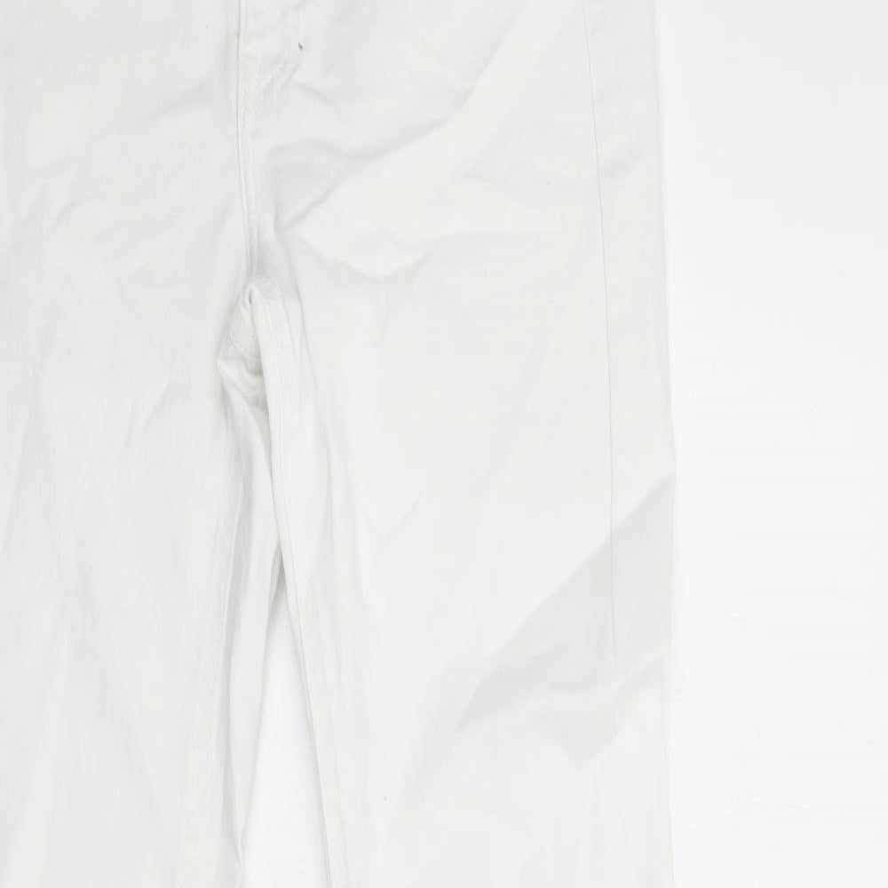 Bershka Womens White Cotton Bootcut Jeans Size 10 Regular Zip