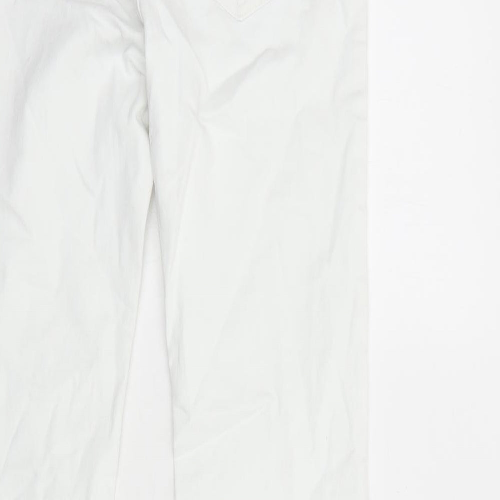 Bershka Womens White Cotton Bootcut Jeans Size 10 Regular Zip