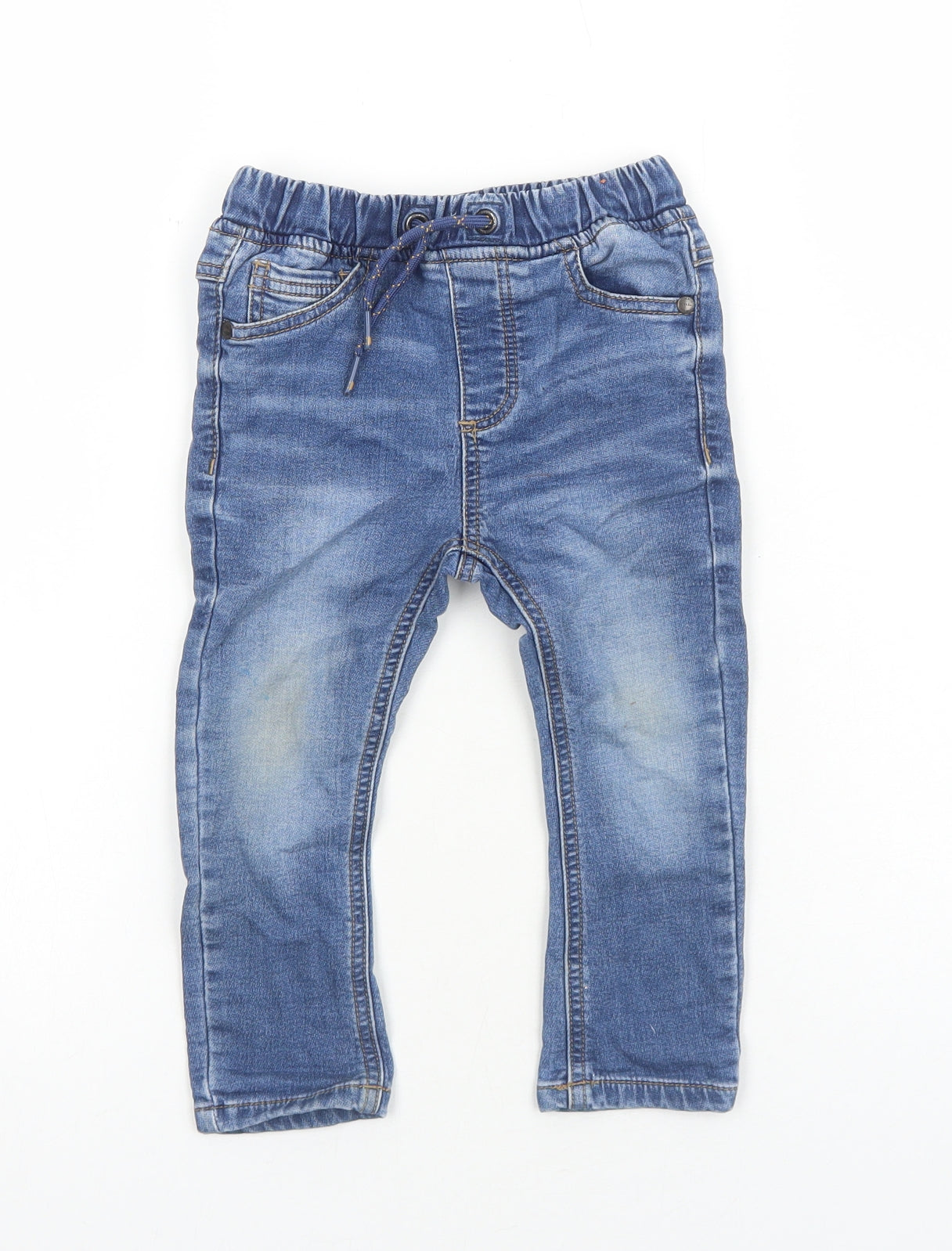 NEXT Boys Blue Cotton Jogger Jeans Size 18-24 Months L50 cm Drawstring