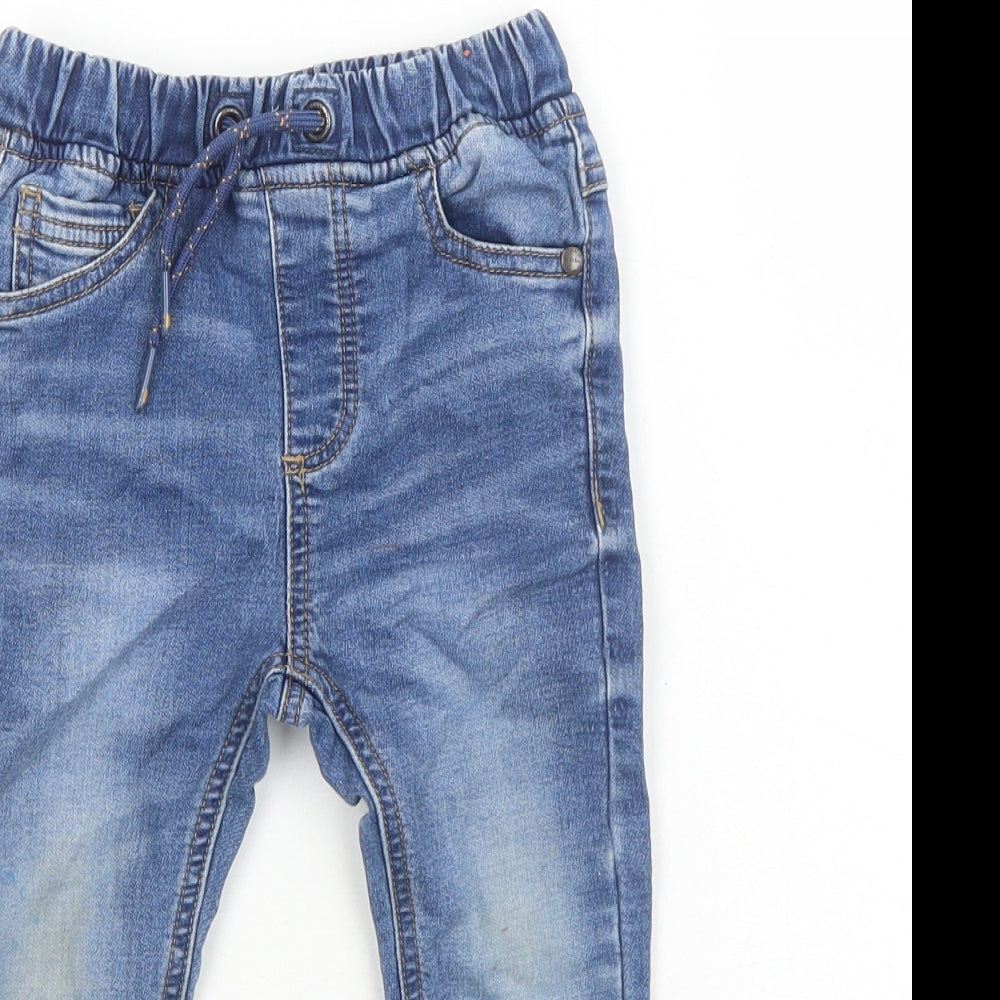 NEXT Boys Blue Cotton Jogger Jeans Size 18-24 Months L50 cm Drawstring