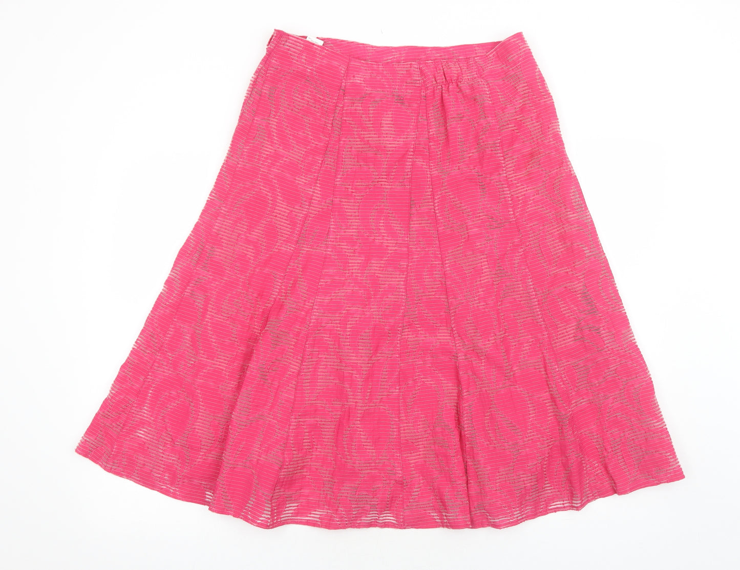 Marks and Spencer Womens Pink Geometric Viscose Swing Skirt Size 12 Zip