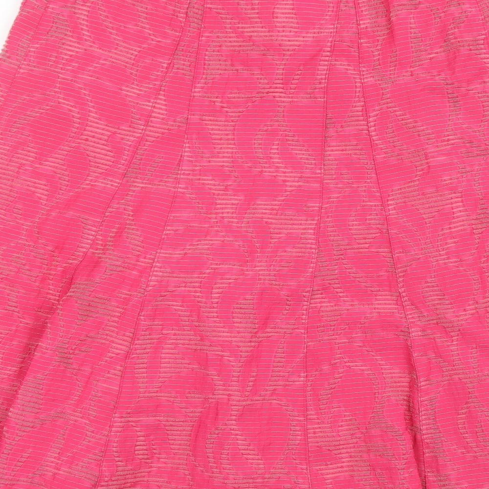 Marks and Spencer Womens Pink Geometric Viscose Swing Skirt Size 12 Zip