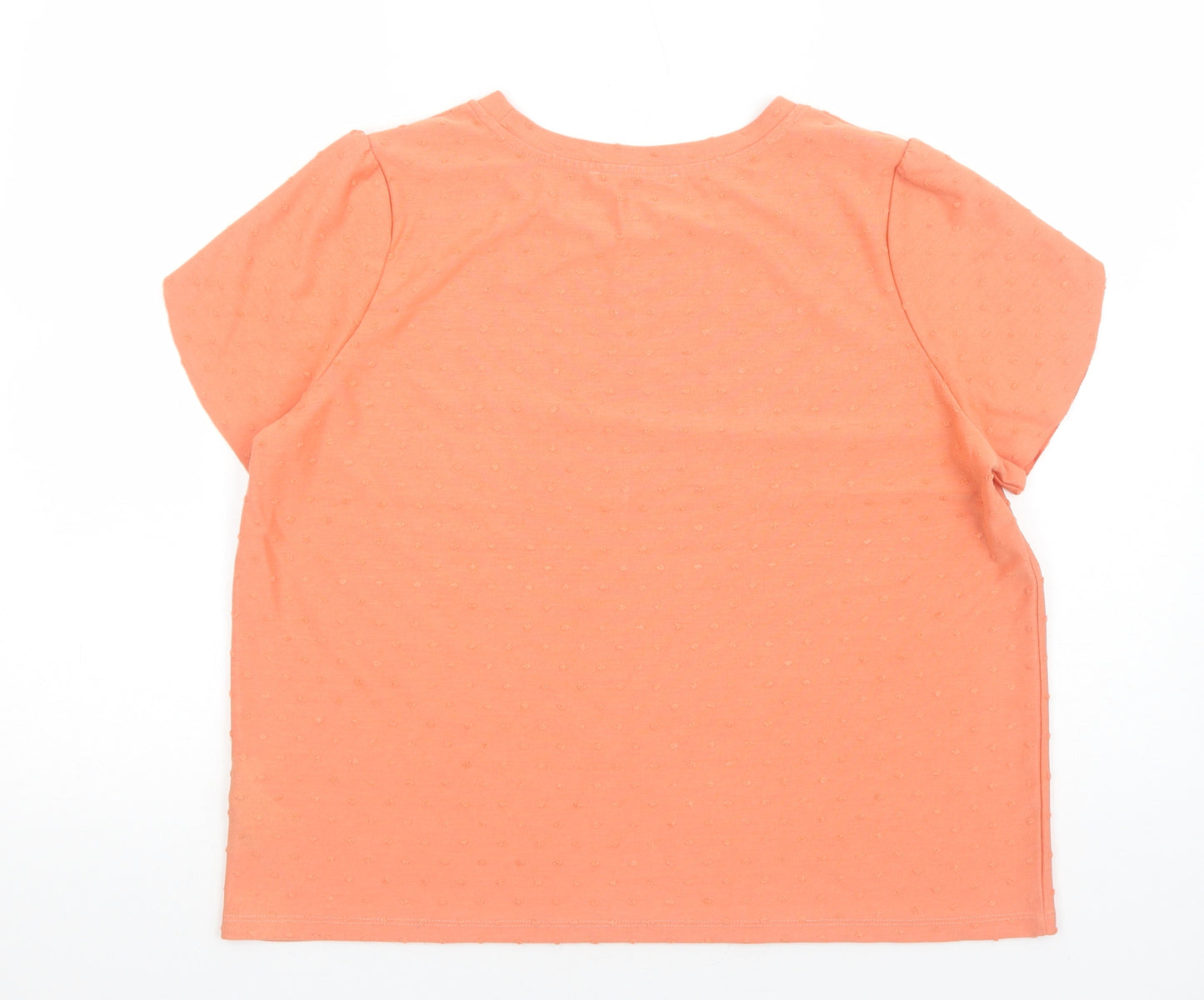 Marks and Spencer Womens Orange Viscose Basic T-Shirt Size 20 Round Neck