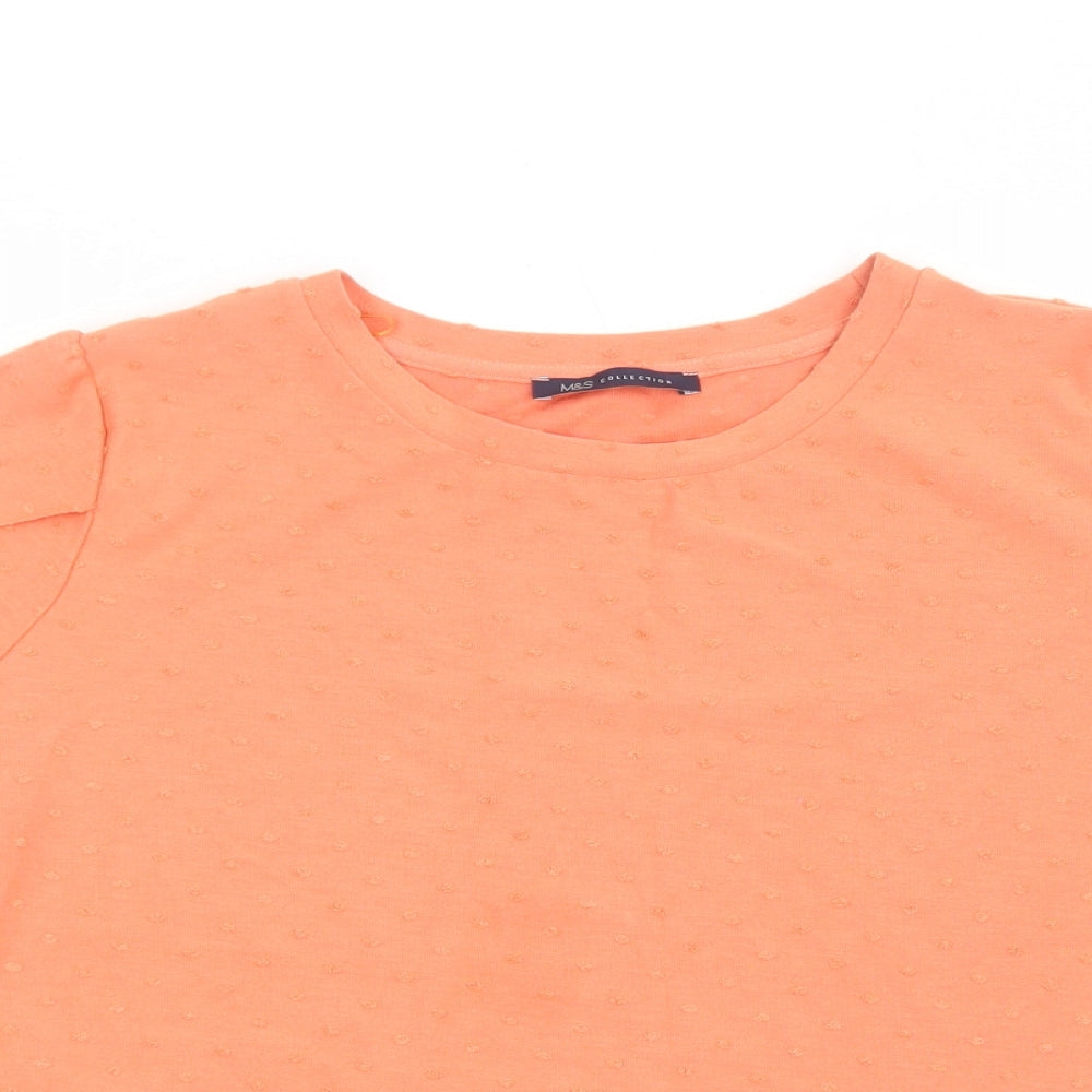 Marks and Spencer Womens Orange Viscose Basic T-Shirt Size 20 Round Neck