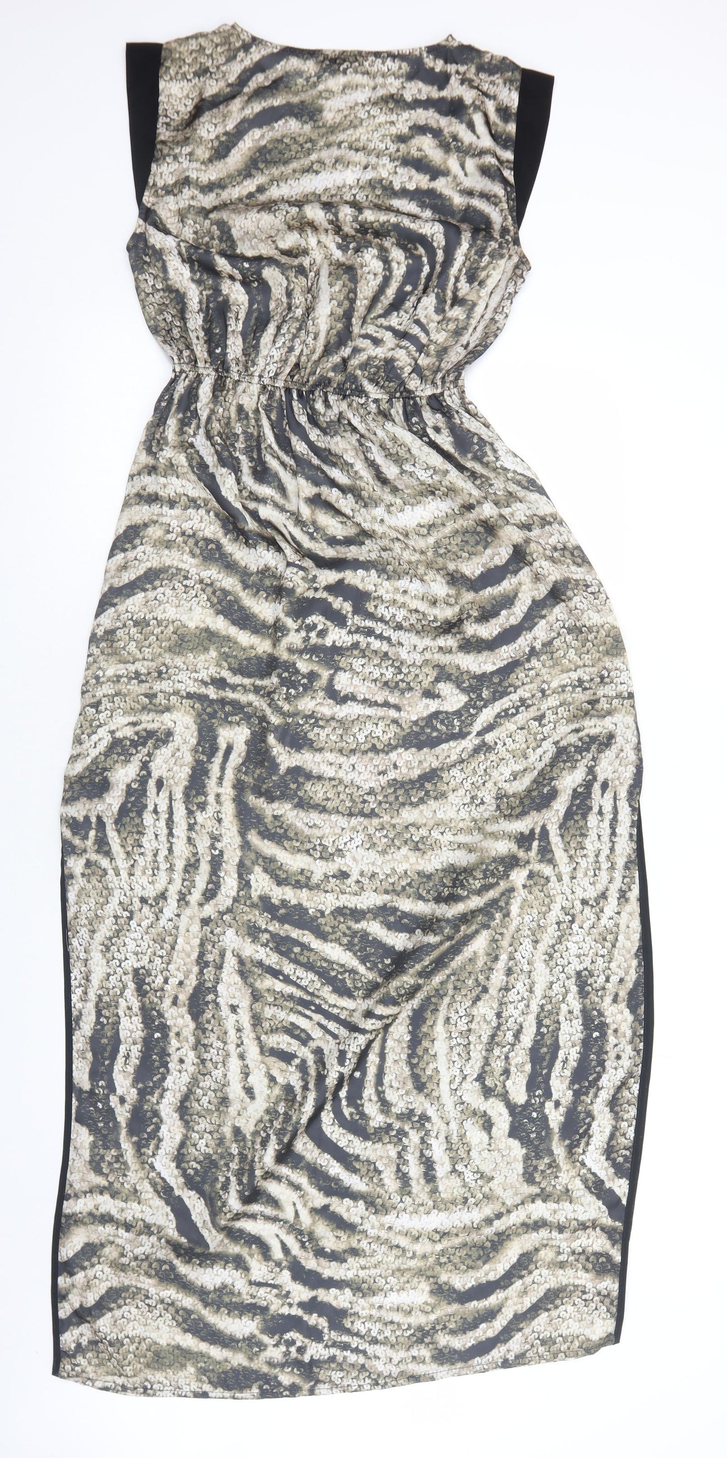 River Island Womens Green Animal Print Polyester Maxi Size 12 Boat Neck Pullover - Zebra Print