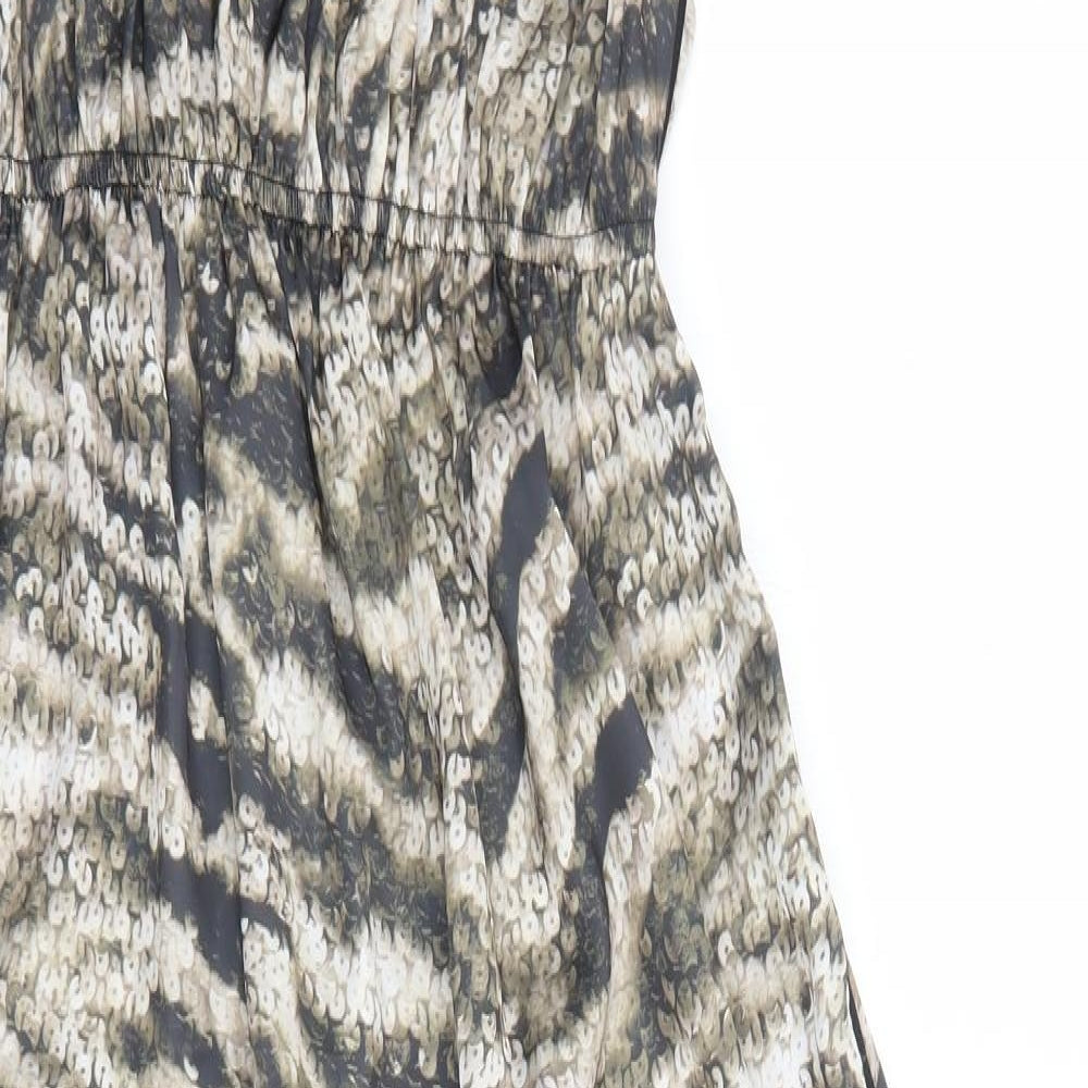 River Island Womens Green Animal Print Polyester Maxi Size 12 Boat Neck Pullover - Zebra Print