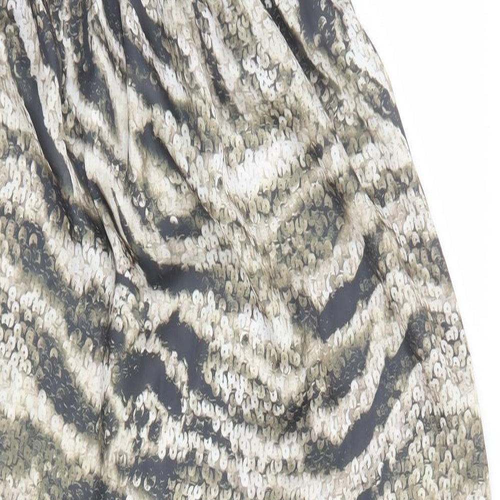 River Island Womens Green Animal Print Polyester Maxi Size 12 Boat Neck Pullover - Zebra Print