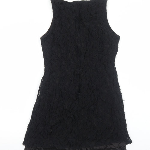 JR&Co Womens Black Polyester Mini Size 12 Boat Neck Zip