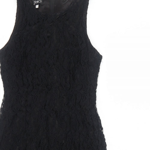 JR&Co Womens Black Polyester Mini Size 12 Boat Neck Zip