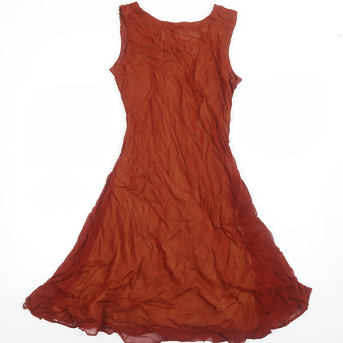 Preworn Womens Brown Polyester Fit & Flare Size 12 Scoop Neck Pullover - Embellished