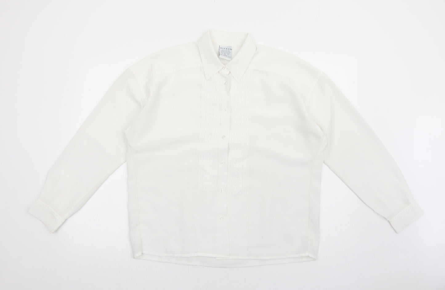 Alexon Womens White Polyester Basic Button-Up Size 14 Collared