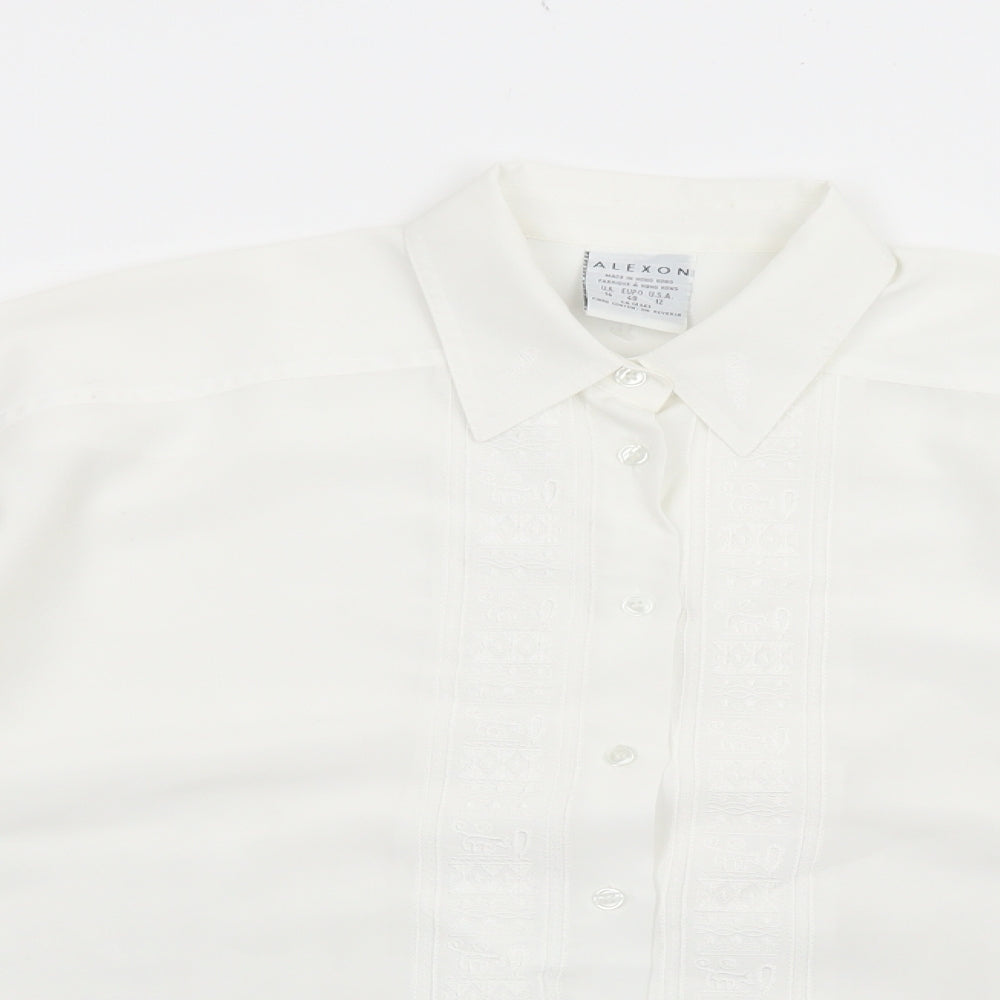 Alexon Womens White Polyester Basic Button-Up Size 14 Collared